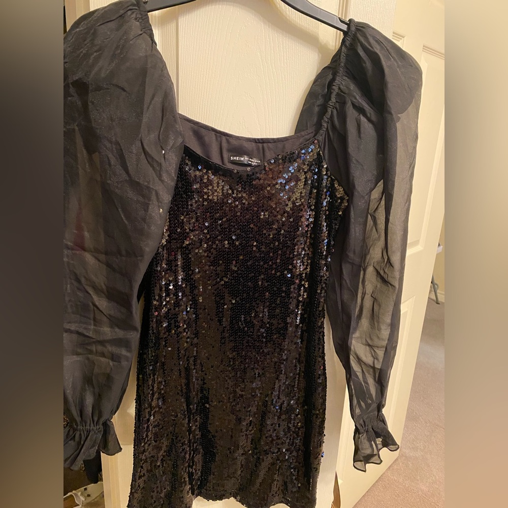 Black cocktail sequence dress